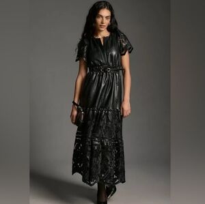 Somerset Maxi Dress Faux Leather Embroidered Edition